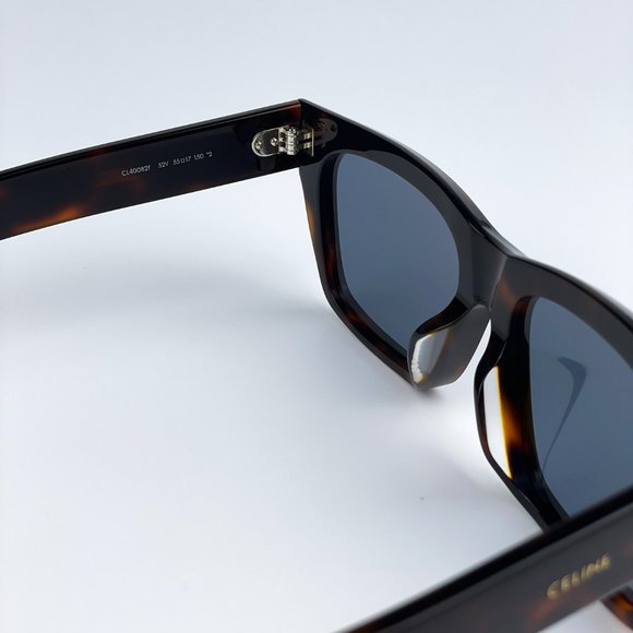 🔥CELINE CL40082F 52V Sunglasses Shiny Dark Havana Blue Square Unisex - Picture 11 of 13